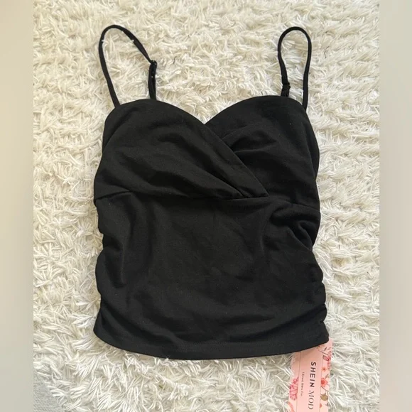 SHEIN MOD Black Ruched Wrap Cami Top | XS - Picture 1 of 3